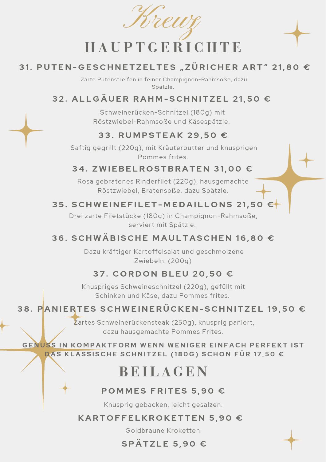 Restaurant Kreuz menu – page 2 of 11