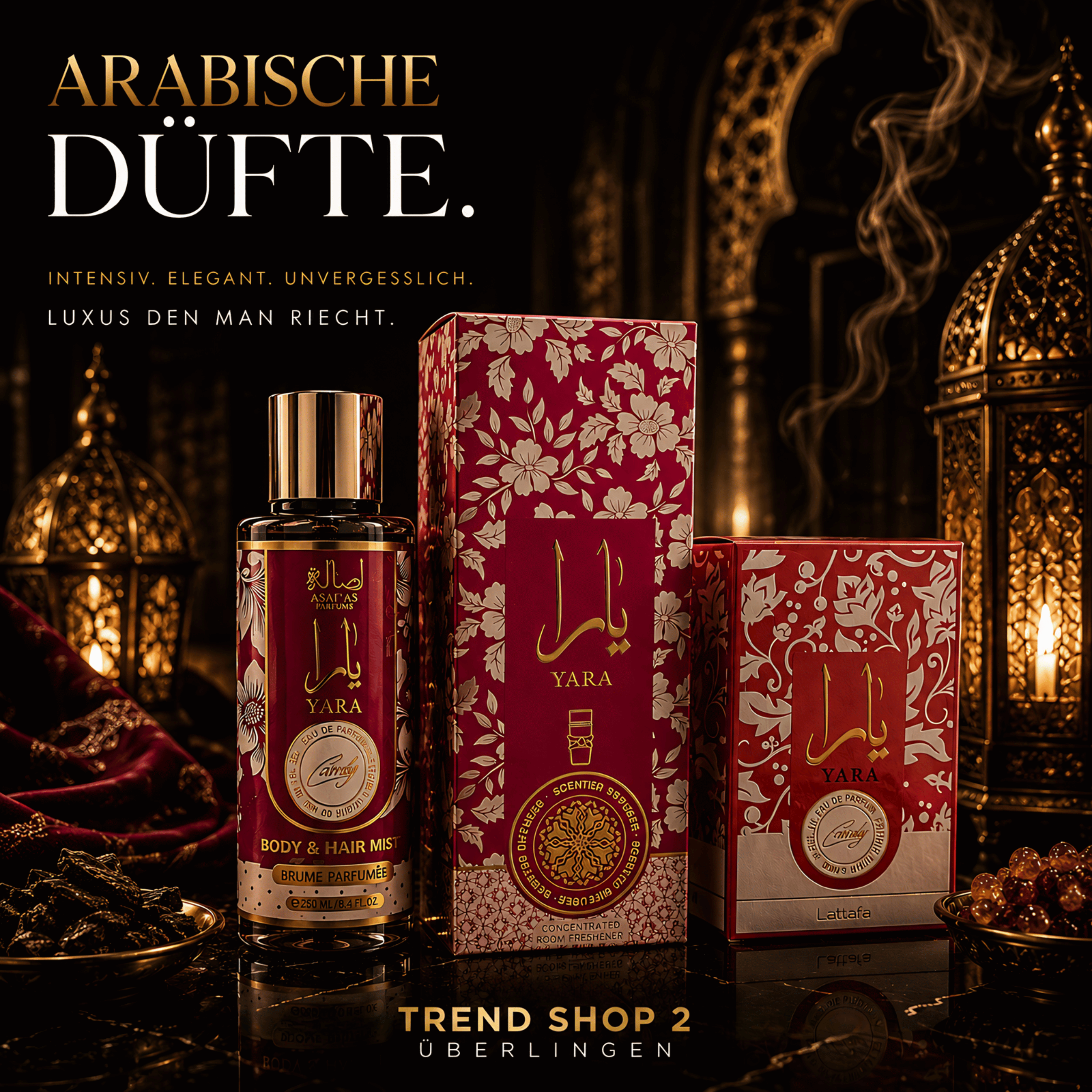 Social-Media-Grafik für Trend Shop 2 mit arabischen Düften